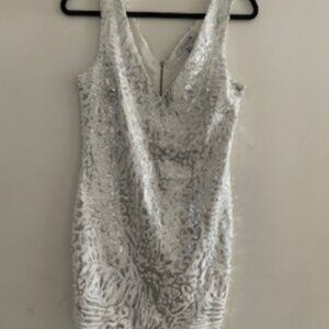 Sequin White and Silver mini dress